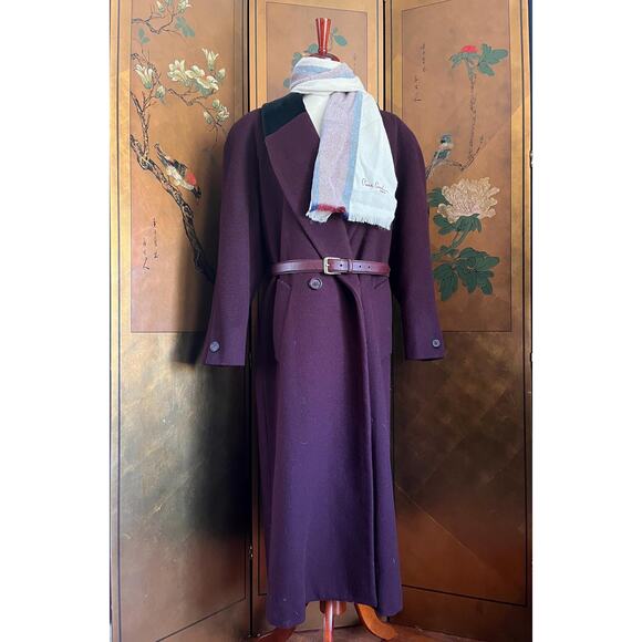 Vintage pure wool coat in deep purple, size L - Picture 5 of 8